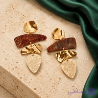 گوشواره استیتمنت آویز چهار فرم کد ۴۰۲۹ | میخ نقره ضدحساسیت و رزین کهربایی
