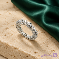 انگشتر خاویاری تراش‌دار نقره‌ای کد ۳۰۰۵ | درخشان، راحت و ضدحساسیت