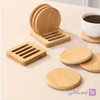 ست زیر لیوانی چوبی گرد با استند/فروش تکی ،عمده،خام