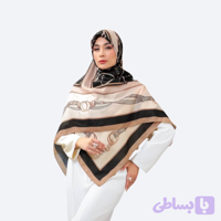 روسری ابریشم توییل قواره 125 طرح کمند زنجیر