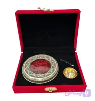 پک کادویی زعفران نگین ۲ گرمی و هاون برنجی