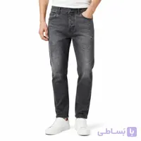 شلوار جین تیپرد مردانه  قواره راسته‌گشاد با پارگی ظریف و دمپای جمع