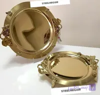 سینی گرد طلایی نگار مدل رز