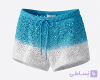شلوارک قلاب‌بافی زنانه آبی سفید برند PrettyLittleThing