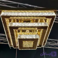 لوستر سقفی مدرن کریستالی سه مربع 60و 40 و 20 سانت استیل طلایی و نقره ای خرید از تولیدی