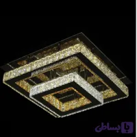 لوستر مربع مدرن کریستالی 45 سانت دو طبقه