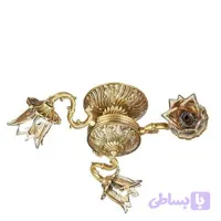 لوستر سینی سقفی سه شعله رنگ طلایی و انتیک