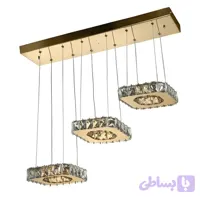 لوستر مدرن آویز 3 حلقه مربع 20 کریستالی خطی