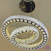 لوستر آویز 2حلقه 3 طرف کریستال 60سانتی 60-40
