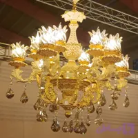لوستر پنج شاخه ده شعله مدل ارامیس کوچک ابکاری فورتیک طلا سفید دو طوق خرید از تولیدی