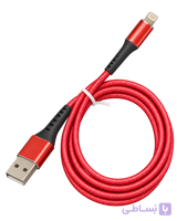 کابل شارژ آیفون USB به لایتنینگ مدل کنفی رنگ قرمز با کانکتور فلزی