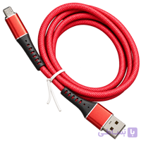 کابل شارژ میکرو USB مدل کنفی برزنتی رنگ قرمز با کانکتور فلزی
