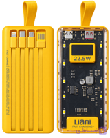 پاوربانک لیامی ظرفیت 10000 میلی‌آمپر ساعت مدل Super Flash Charger با توان 22.5 وات، چهار کابل متصل و نمایشگر دیجیتال