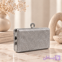 کیف مجلسی دستی دهنه انگشتری دهنه نقره‌ای مدل مینیمال