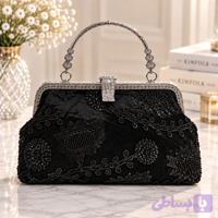 کیف دستی مجلسی زنانه مدل آوینا با گلدوزی و منجوق‌دوزی
