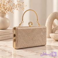 کیف مجلسی دستی دهنه انگشتری دهنه طلایی مدل دسته دار