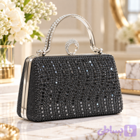 کیف دستی مجلسی زنانه نگین‌دار آینه‌ای