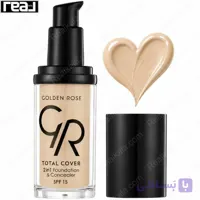 کرم پودر و کانسیلر ۲ در ۱ توتال کاور گلدن رز شماره ۱۵ | Golden Rose Total Cover 2in1 Foundation & Concealer 15