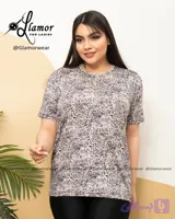 تیشرت یقه گرد گلدار زنانه فری سایز2xlپک ۱۲عددی