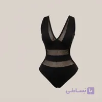 لباس خواب زنانه بادی یقه توری مشکی فایبر
