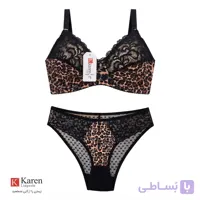 ست شورت و سوتین زنانه پلنگی فنردار برند کارن رز