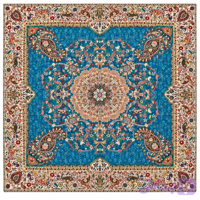 رومیزی ترمه طرح افشار آبی درباری سایز ۱۰۰×۱۰۰