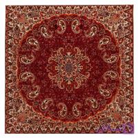 رومیزی ترمه طرح نسترن رنگ زرشکی سایز ۱×۱ متر