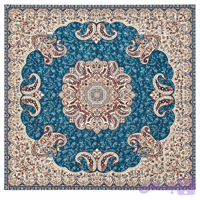 رومیزی ترمه طرح ترنج آبی درباری سایز ۱۰۰×۱۰۰