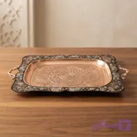 سینی ۶ نفره نقره قلم‌کوب با قلم‌زنی وسط کار