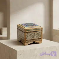 جعبه حلقه و سکه خاتم‌کاری با نقاشی تذهیب