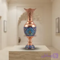سنبل‌دان مس پرداز با نقاشی مینا، قلم‌زنی و قلم‌برش‌کاری