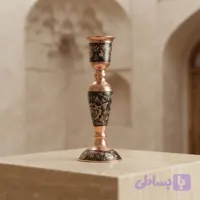 جفت شمعدان نقره قلم‌کوب ۲۰ سانتی‌متری