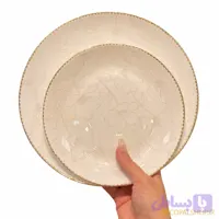 سرویس غذاخوری ۶ نفره ۲۶ پارچه نیلوفری دوررنگ سبز پارادایس و سفید