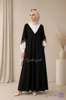 پیراهن عبایی مجلسی گیپوردار