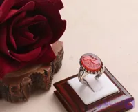 انگشتر نقره باسنگ عقیق قرمز یاحکاکی حسبی الله رکاب پا اردکی  کد 2454