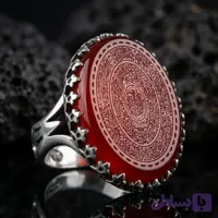 انگشتر آلیاژی عقیق قرمز حکاکی «گنجینه آیات» | نماد اصالت و معنویت کد 5198