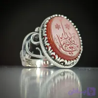 انگشتر عقیق قرمز مردانه؛ تلفیق رکاب یاحسین و ذکر یابقیه‌الله کد 2185