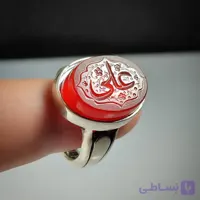 خرید انگشتر عقیق قرمز با حکاکی نام مقدس “علی” – نماد اصالت و اعتقاد  کد 2445