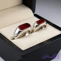 ست انگشتر نقره باسنگ عقیق قرمز رکاب کپسولی کد 5216