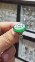 انگشتر عقیق سبز با حکاکی یاعلمدار کربلا با رکاب نیزه الیاژبا کیفیت کد 8146