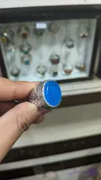 خرید انگشتر عقیق آبی (کبود) با رکاب پرکار و سلطنتی؛ نماد آرامش و وقار  کد 2381