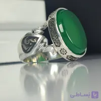 انگشتر نقره باسنگ عقیق سوسنی ذکر روی رکاب (وان یکاد) ذکر بغل رکاب (حسبی الله) و (العزه الله) کد 2332