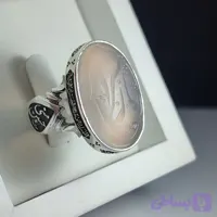 انگشتر نقره باسنگ عقیق نباتی رکاب ذکر سجده زیارت عاشورا بغل رکاب حسین منی وانامن حسین حکاکی یازهرا کد 2304