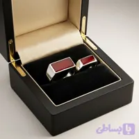 ست انگشتر نقره باسنگ عقیق قرمز رکاب کپسولی کد 5217