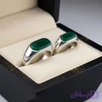 ست انگشتر نقره باسنگ عقیق سبز رکاب کپسولی کد 5218