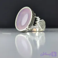 انگشتر نقره باسنگ عقیق سوسنی دور رکاب سوره آیت الکرسی بغل رکاب العزه الله حسبی الله کد 2304