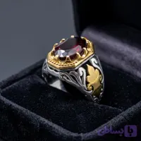 انگشتر نقره مردانه با سنگ گارنت | جلوه‌ای خاص از زیبایی و انرژی کد 5289