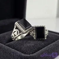 ست انگشتر آلیاژی باسنگ عقیق مشکی کد 5209