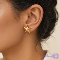 گوشواره میخی زنانه طرح ستاره دریایی کوچک طلایی براق