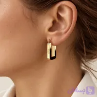 گوشواره حلقه‌ای زنانه مدل سلین پاریس (CELINE PARIS) طلایی مستطیلی